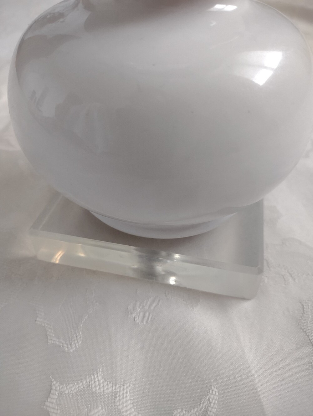 Sculptural Elongated Lamp White Glaze Ceramic Printed Lamp Shade - Picture 5 of 16